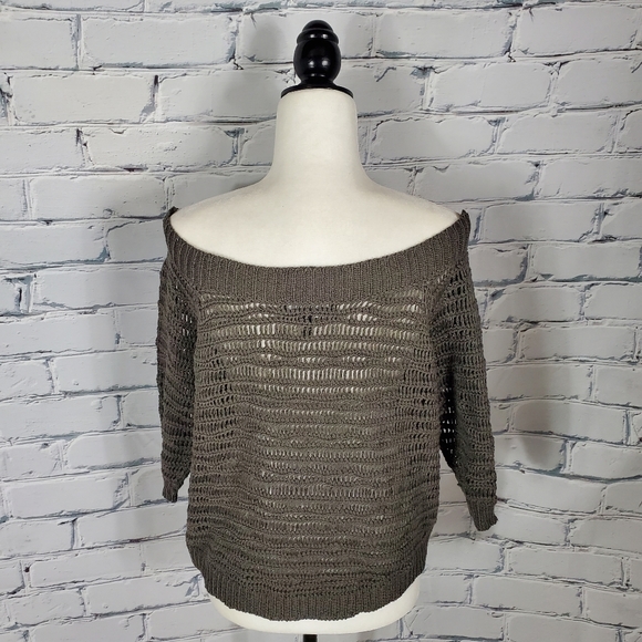 Robert Rodriguez Brown Off Shoulder Knit Sweater - Picture 3 of 7